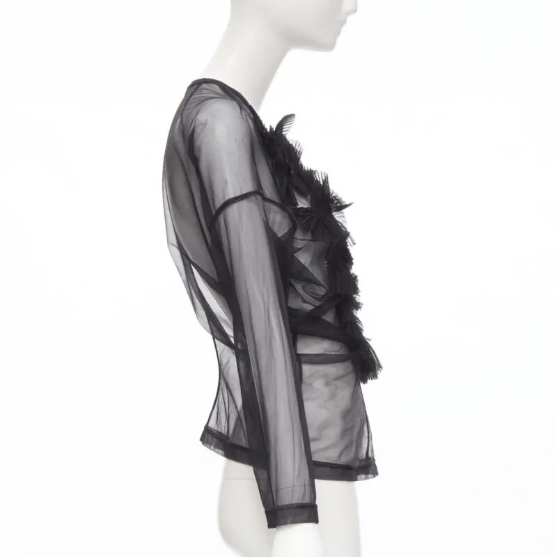 Comme Des Garcons Pleated Ruffle Top Black Good - Model View