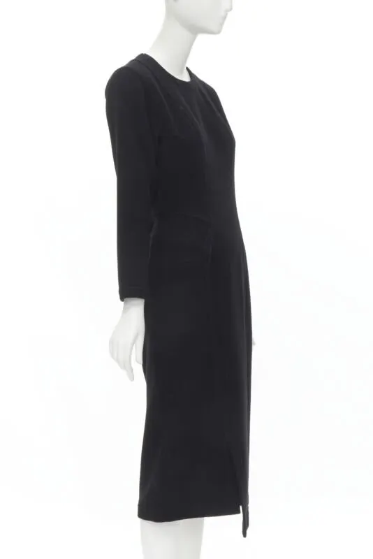 Comme Des Garcons Panelled Sheath Dress Black Wool Never worn - Inside View
