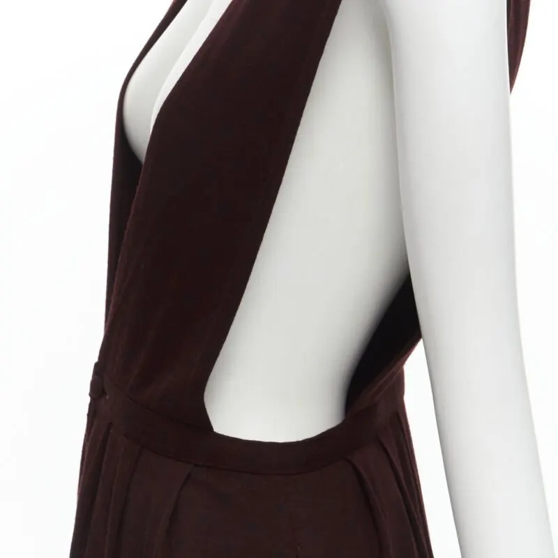 Comme Des Garcons Polka Dungaree Skirt Burgundy Wool Never worn - Back View