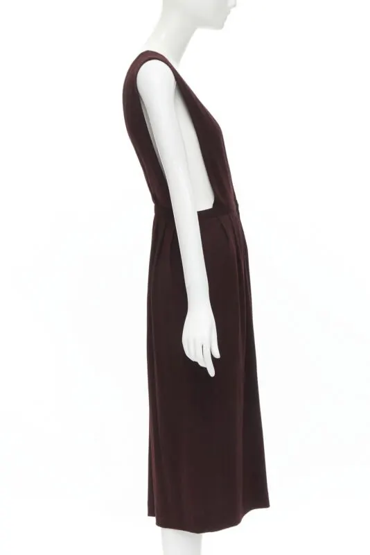 Comme Des Garcons Polka Dungaree Skirt Burgundy Wool Never worn - Model View