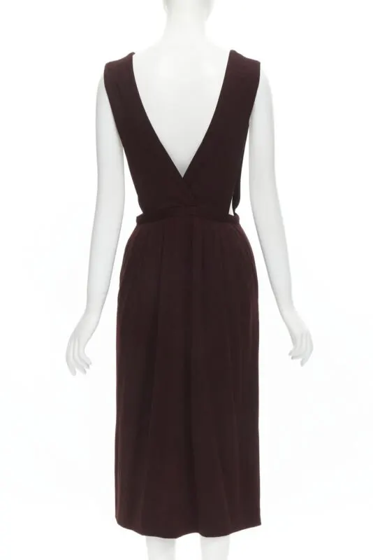 Comme Des Garcons Polka Dungaree Skirt Burgundy Wool Never worn - Box View