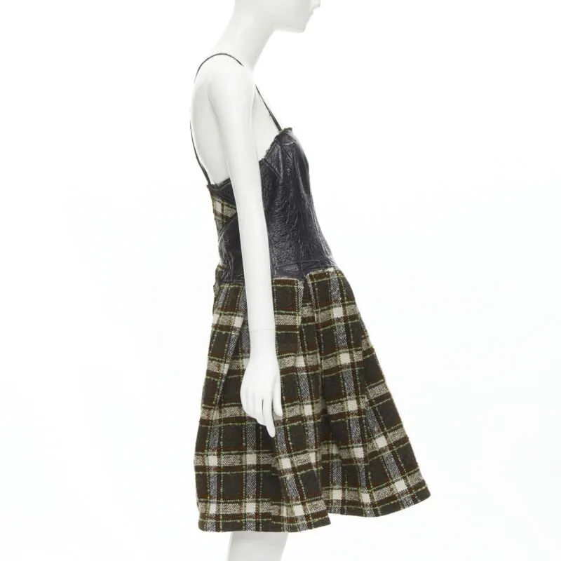 Junya Watanabe Tweed Cocktail Dress Green Tweed Very good - Model View