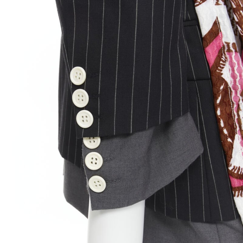 Comme Des Garcons Draped Pinstripe Blazer - Back view