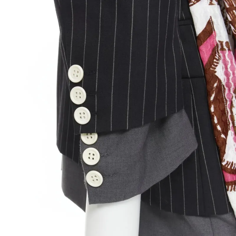 Comme Des Garcons Draped Pinstripe Blazer Grey Wool Very good - Back View