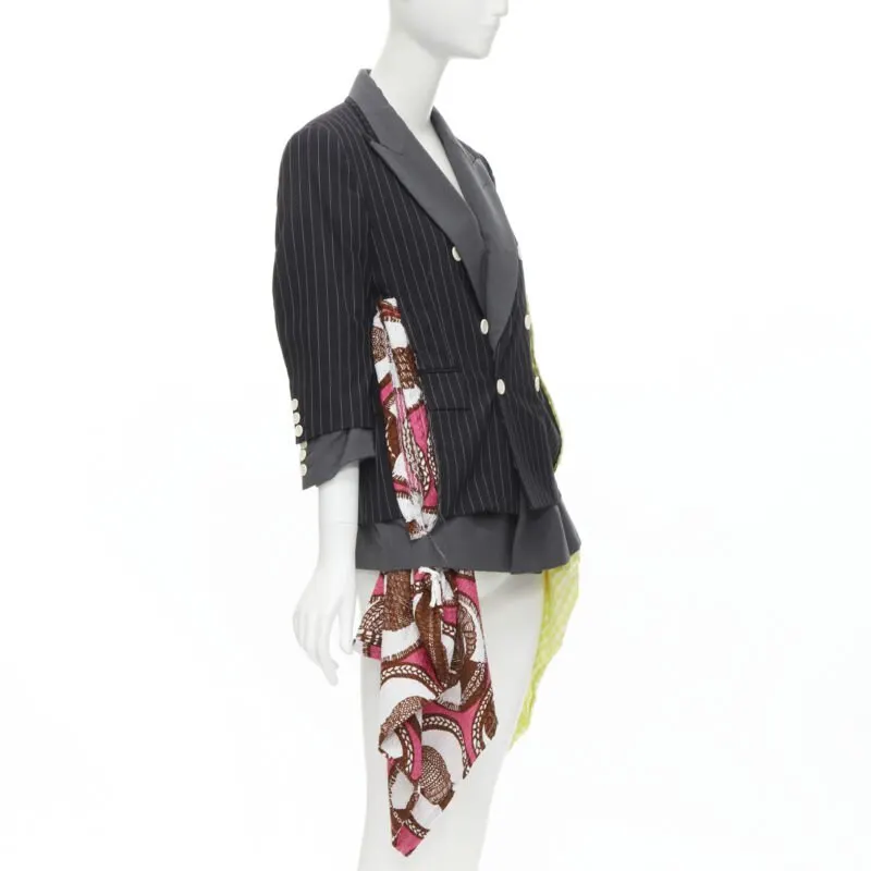 Comme Des Garcons Draped Pinstripe Blazer Grey Wool Very good - Inside View