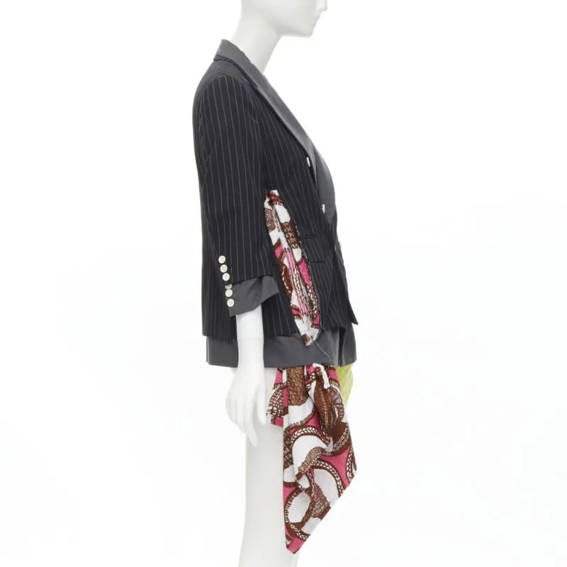 Comme Des Garcons Draped Pinstripe Blazer Grey Wool Very good - Model View