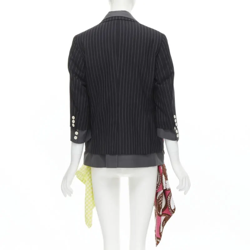 Comme Des Garcons Draped Pinstripe Blazer Grey Wool Very good - Box View