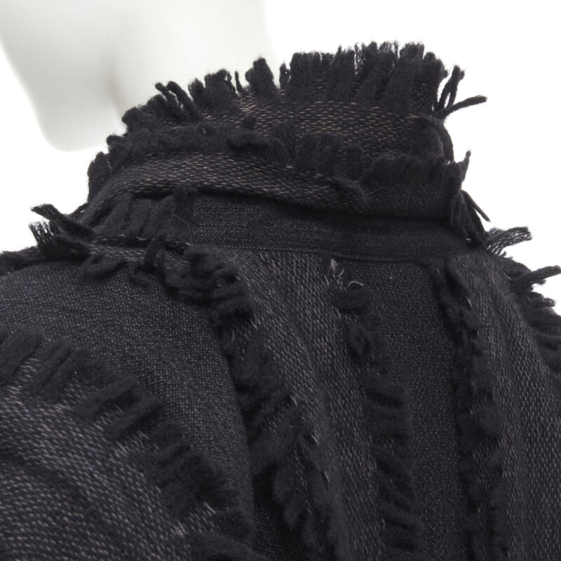 Issey Miyake Grey Fringe Cocoon Coat - Back view