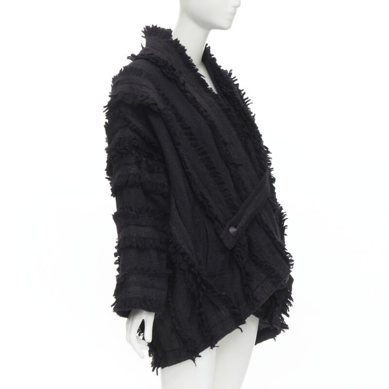 Issey Miyake Grey Fringe Cocoon Coat - Image 6