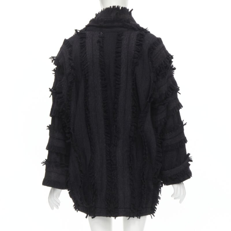 Issey Miyake Grey Fringe Cocoon Coat - Side view