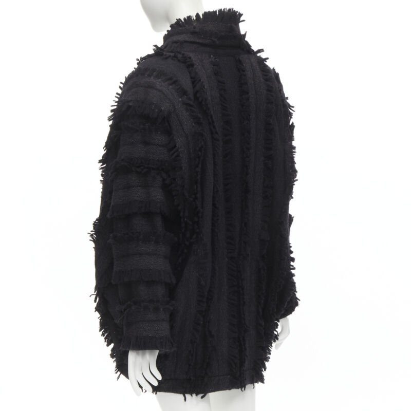 Issey Miyake Grey Fringe Cocoon Coat - Detail 1