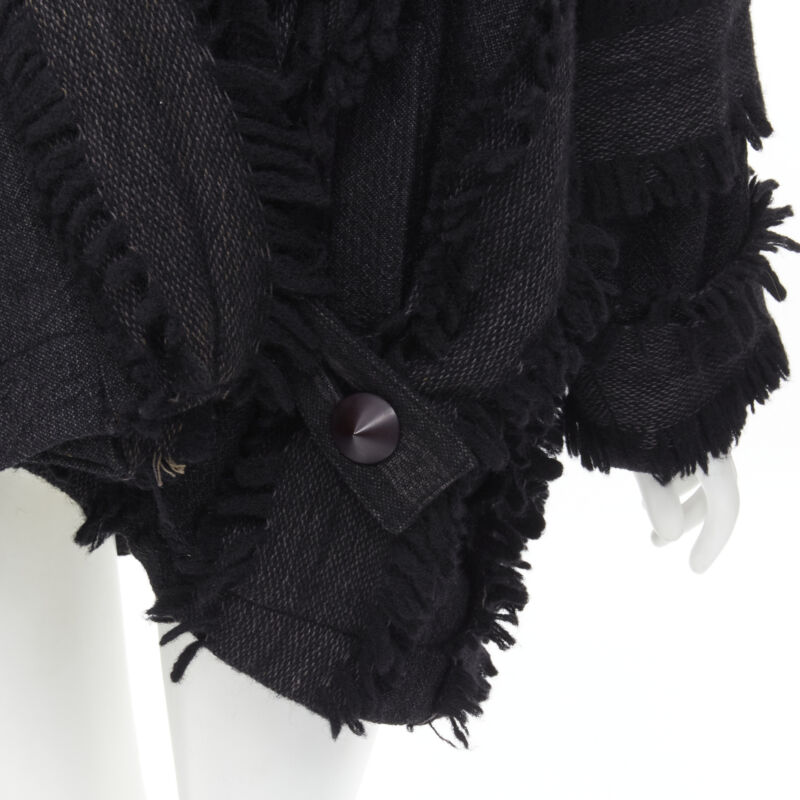 Issey Miyake Grey Fringe Cocoon Coat - Detail 2