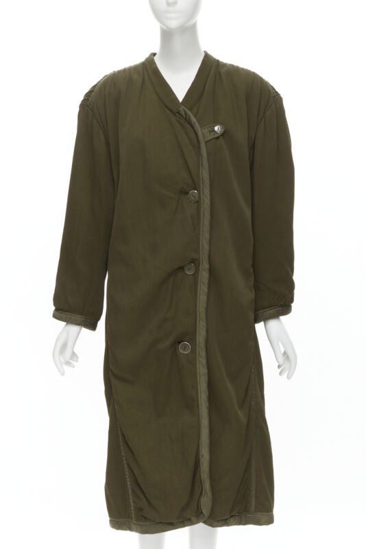 Issey Miyake Green Oversized Shoulder Coat