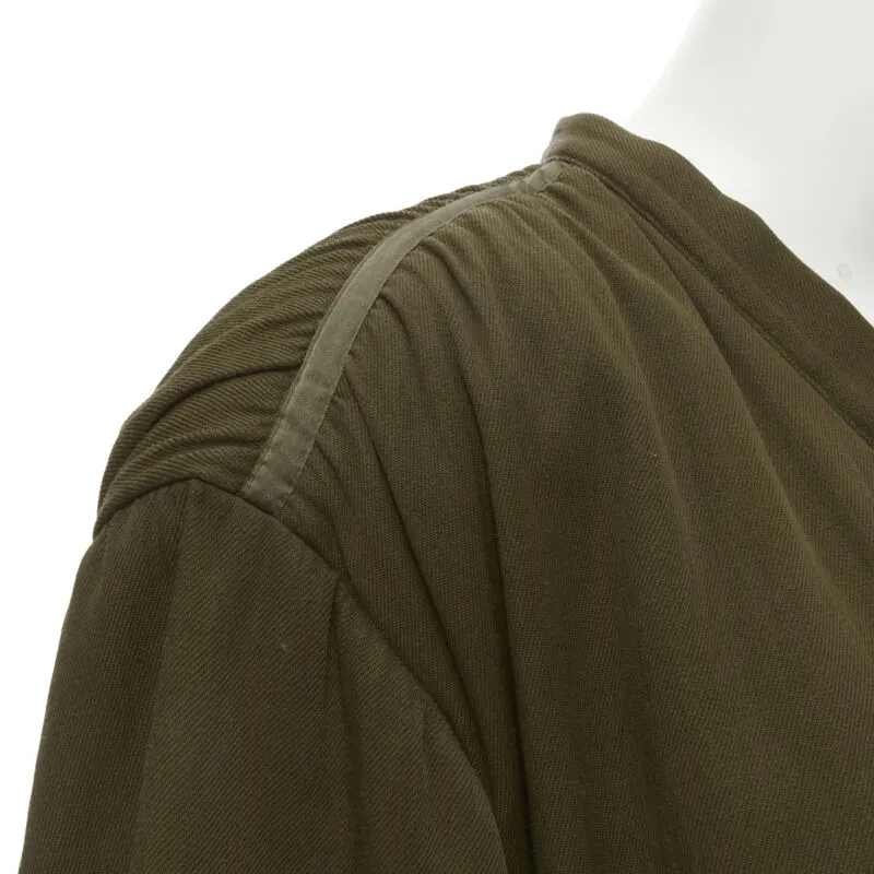 Issey Miyake Green Oversized Shoulder Coat Green Cotton Very good - Back View