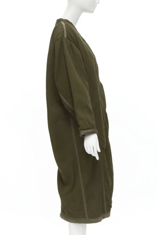 Issey Miyake Green Oversized Shoulder Coat Green Cotton Very good - Model View