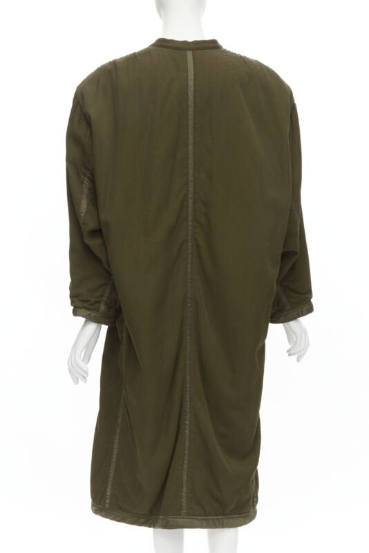 Issey Miyake Green Oversized Shoulder Coat - Side view