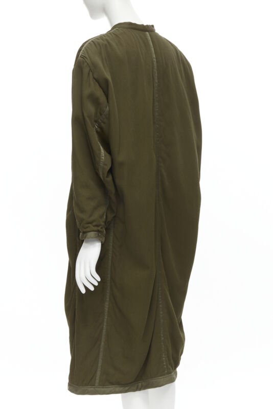 Issey Miyake Green Oversized Shoulder Coat - Detail 1
