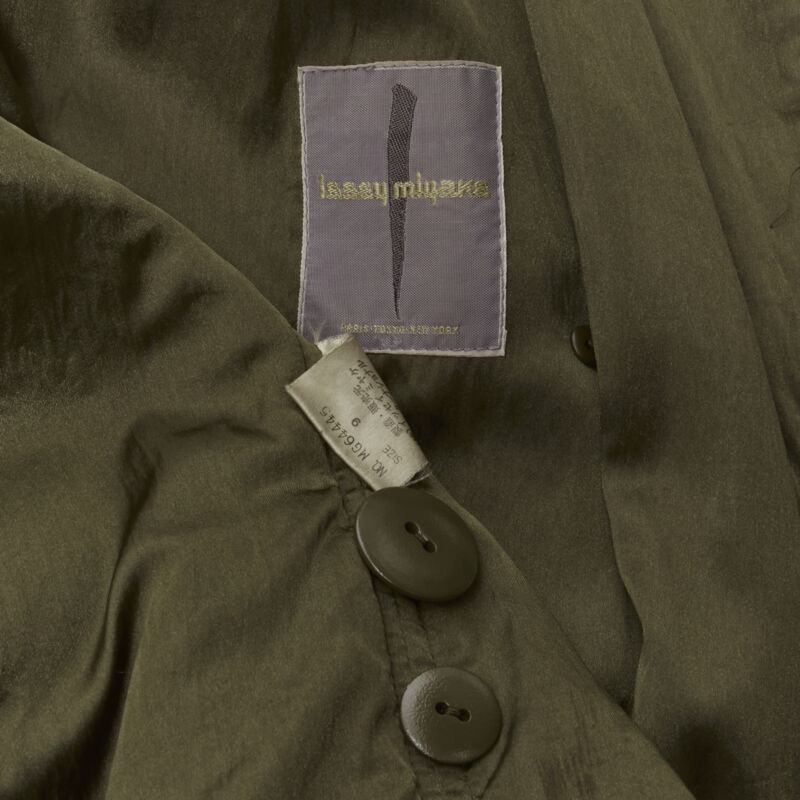 Issey Miyake Green Oversized Shoulder Coat - Image 12
