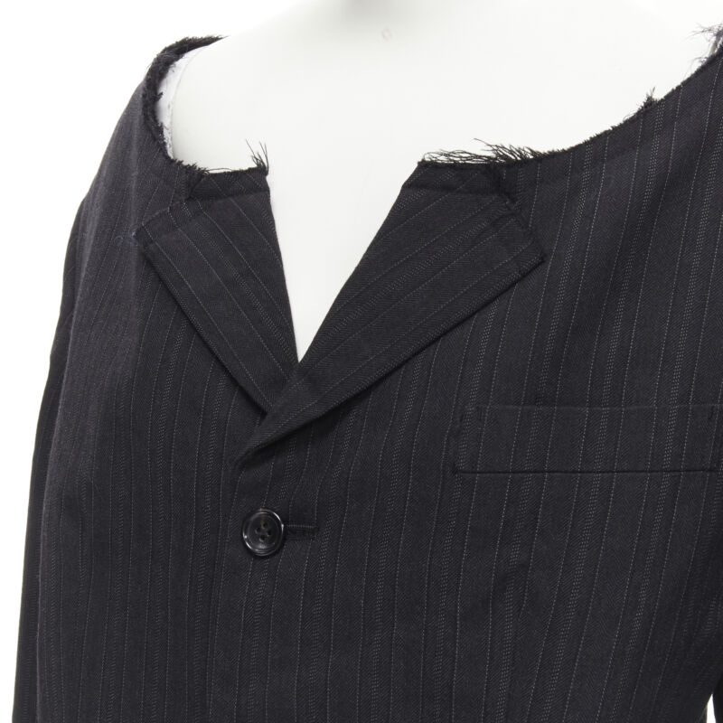 Comme Des Garcons Grey Pinstripe Boxy Coat - Back view