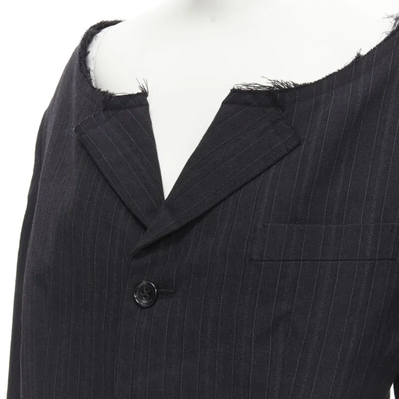 Comme Des Garcons Grey Pinstripe Boxy Coat Grey Wool Never worn - Back View