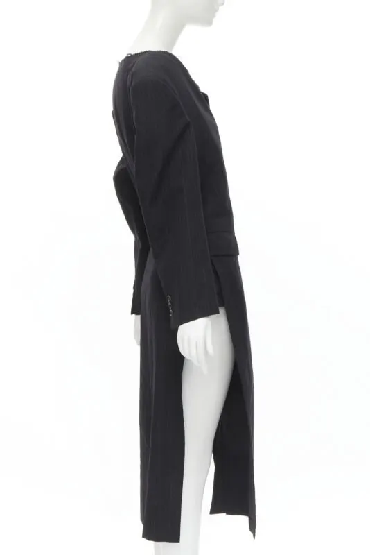Comme Des Garcons Grey Pinstripe Boxy Coat Grey Wool Never worn - Model View