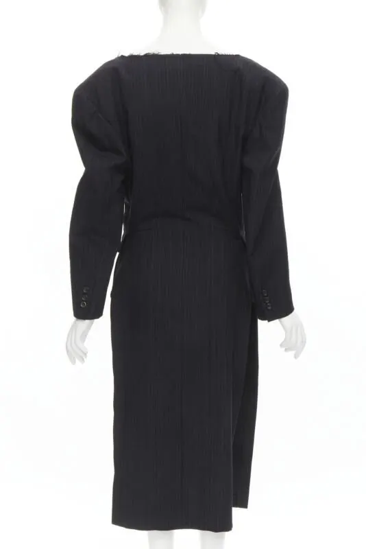 Comme Des Garcons Grey Pinstripe Boxy Coat Grey Wool Never worn - Box View