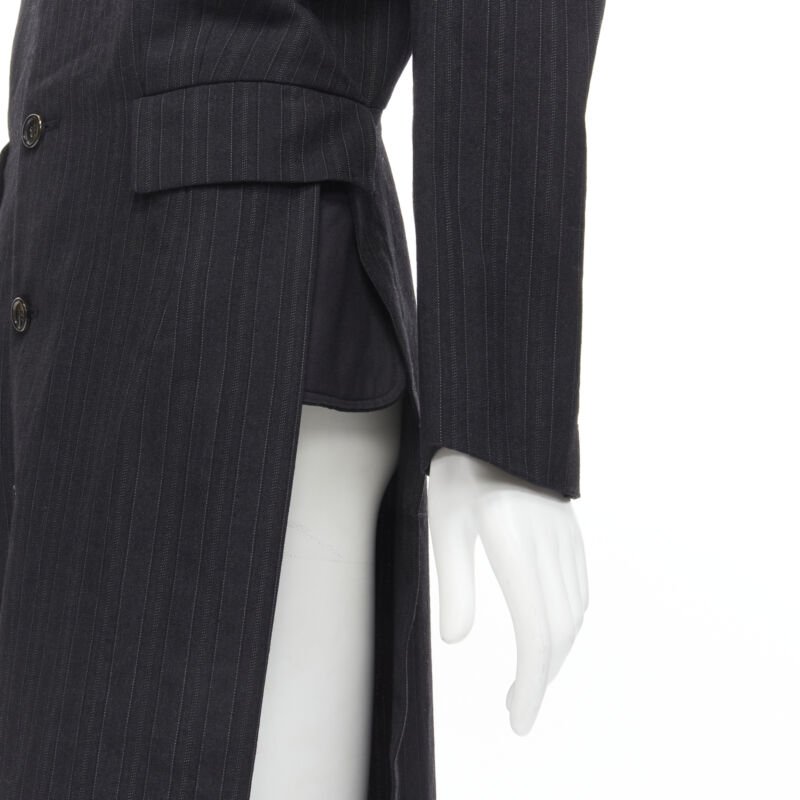 Comme Des Garcons Grey Pinstripe Boxy Coat - Detail 2