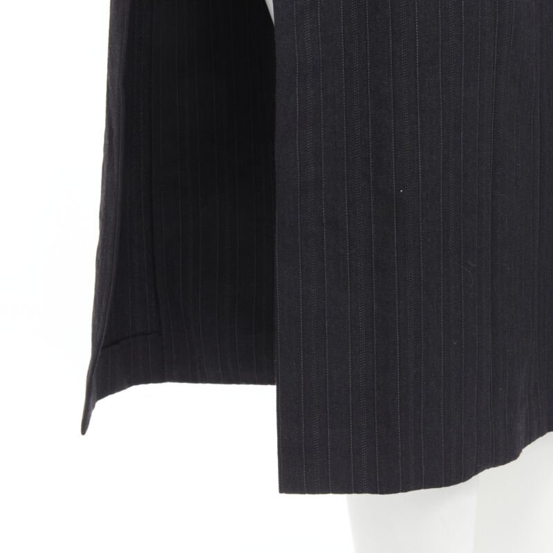 Comme Des Garcons Grey Pinstripe Boxy Coat - Image 10