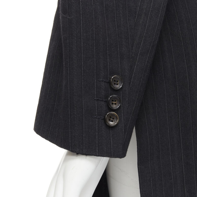 Comme Des Garcons Grey Pinstripe Boxy Coat - Image 11