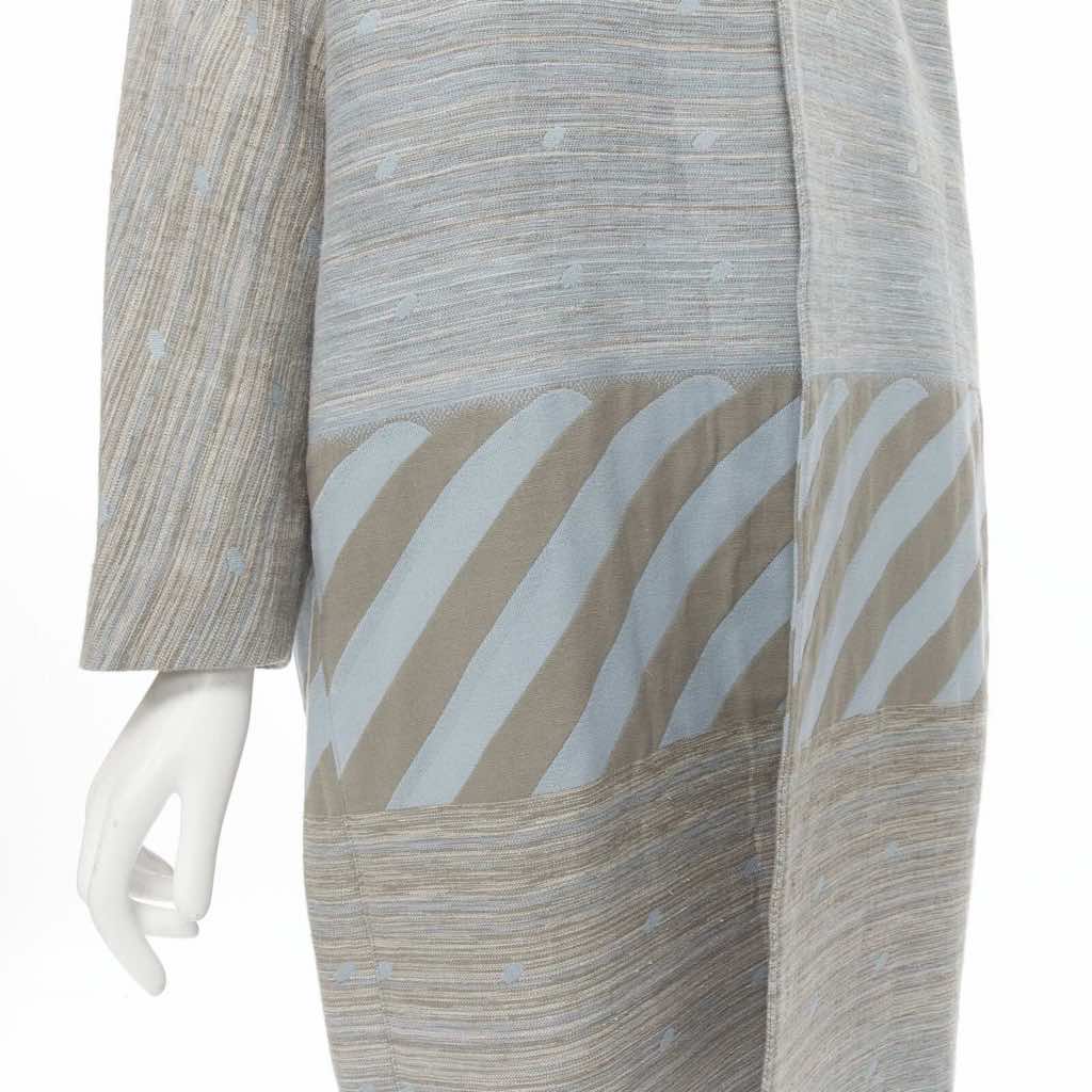 Issey Miyake Grey Jacquard Cocoon Coat - Back view