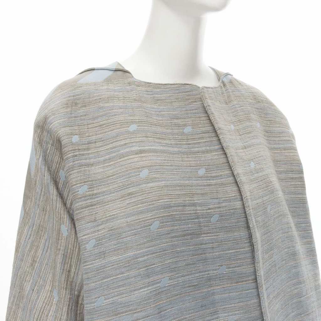 Issey Miyake Grey Jacquard Cocoon Coat - Detail 2