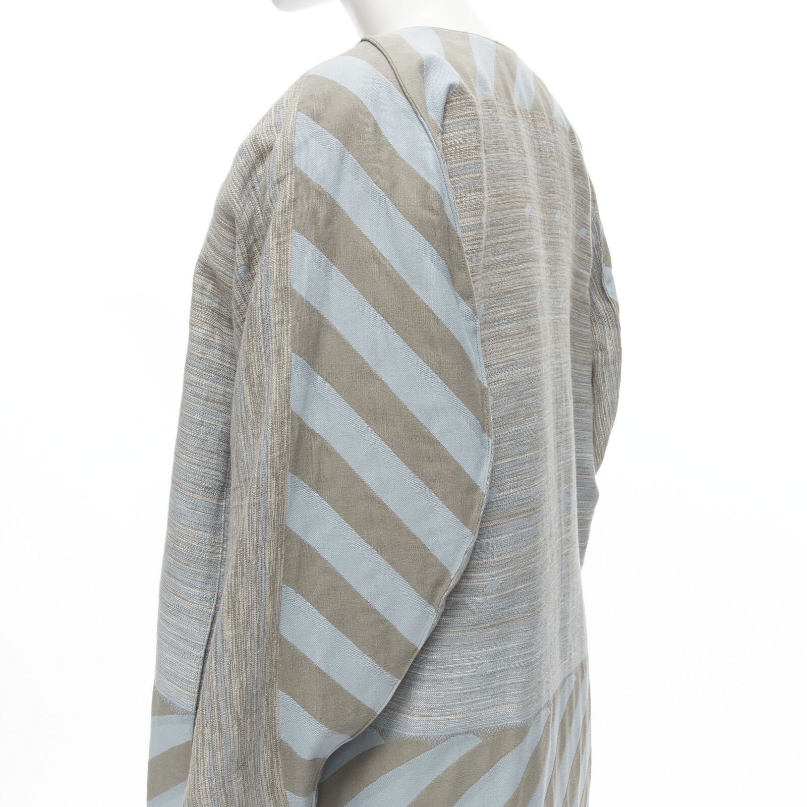 Issey Miyake Grey Jacquard Cocoon Coat - Image 10