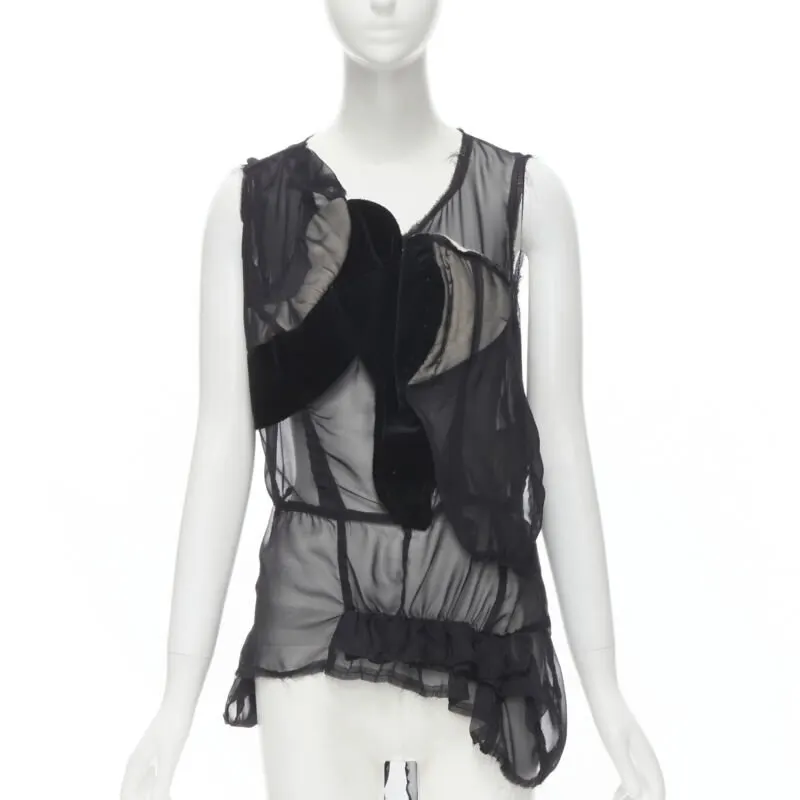 Comme Des Garcons Velvet Patchwork Vest Black Cotton Never worn - Front View