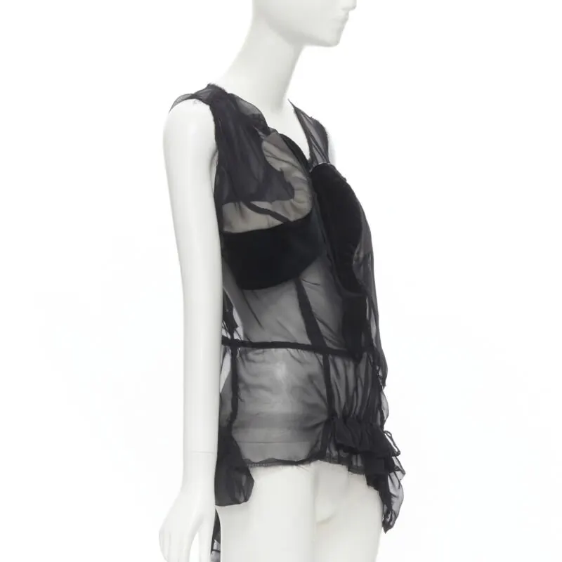 Comme Des Garcons Velvet Patchwork Vest Black Cotton Never worn - Inside View