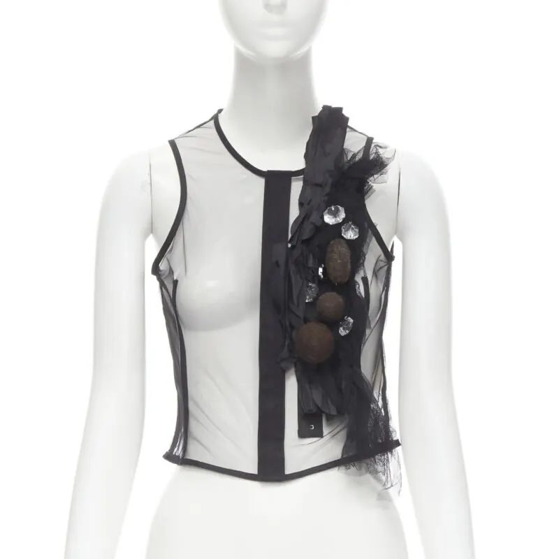 Comme Des Garcons Mesh Jewel Vest Black Viscose Never worn - Front View