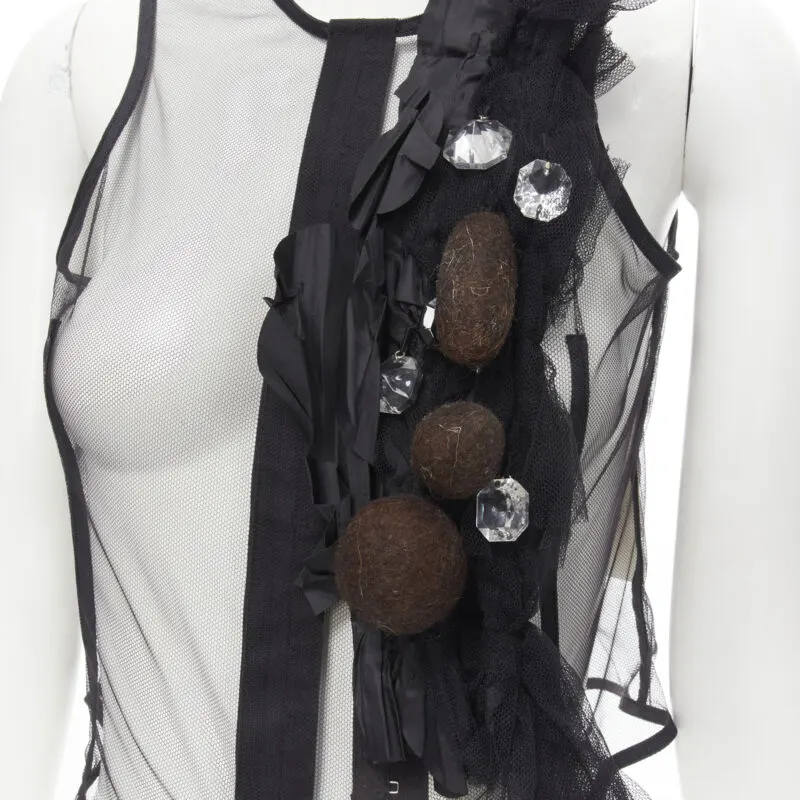 Comme Des Garcons Mesh Jewel Vest Black Viscose Never worn - Back View