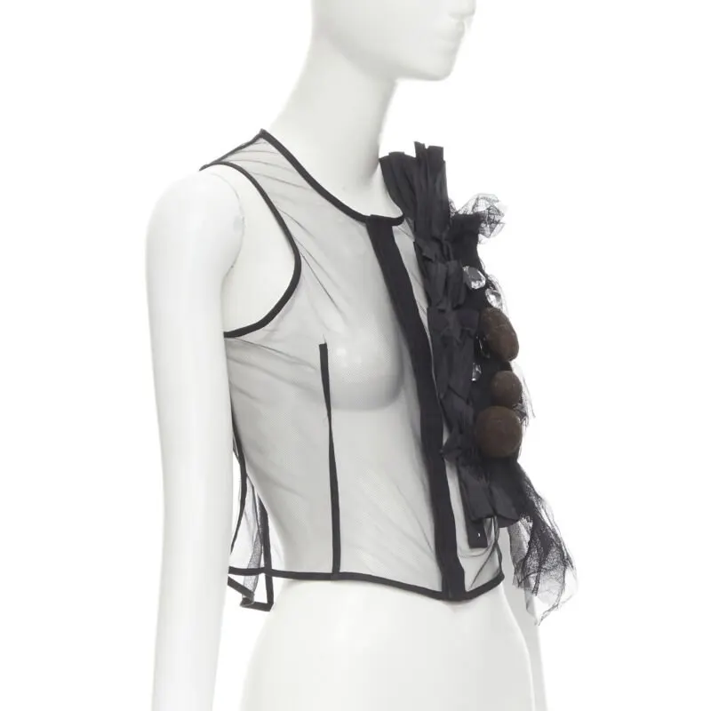 Comme Des Garcons Mesh Jewel Vest Black Viscose Never worn - Inside View