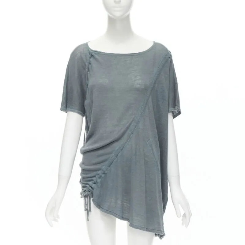 Issey Miyake Diagonal Bias Sweater Blue Linen Fair - Front View