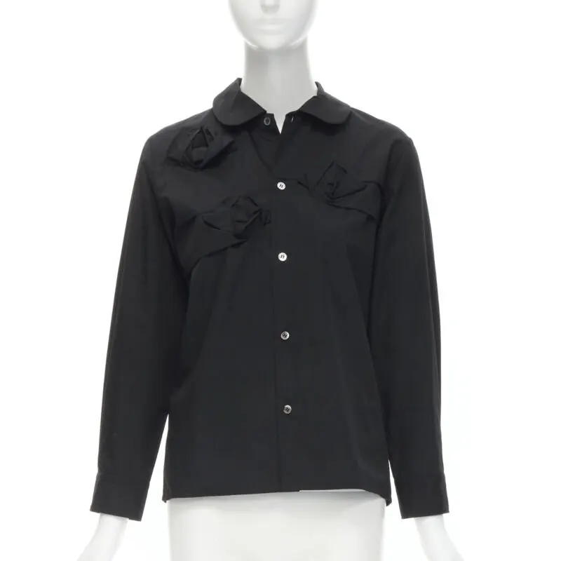 Junya Watanabe Rose Collar Shirt Black Cotton Very good - Front View