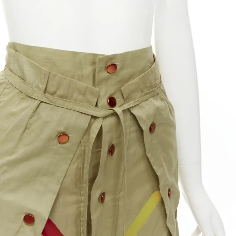 Issey Miyake Colorful Panel Skirt Beige Cotton Never worn - Back View