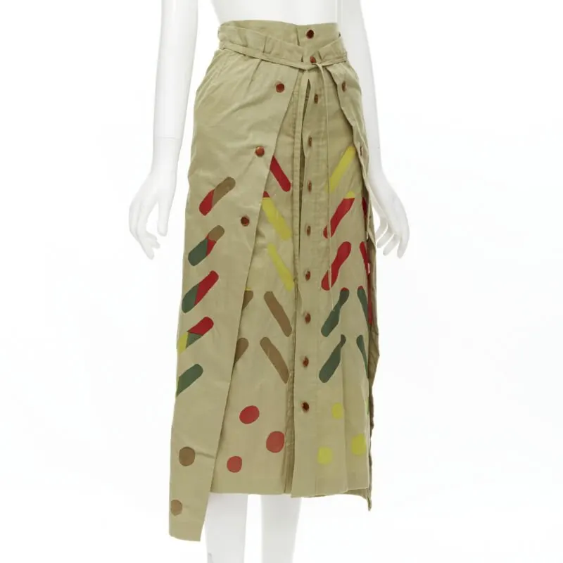 Issey Miyake Colorful Panel Skirt Beige Cotton Never worn - Inside View