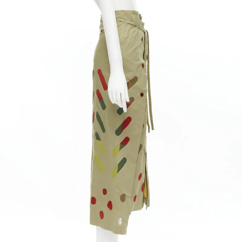Issey Miyake Colorful Panel Skirt Beige Cotton Never worn - Model View