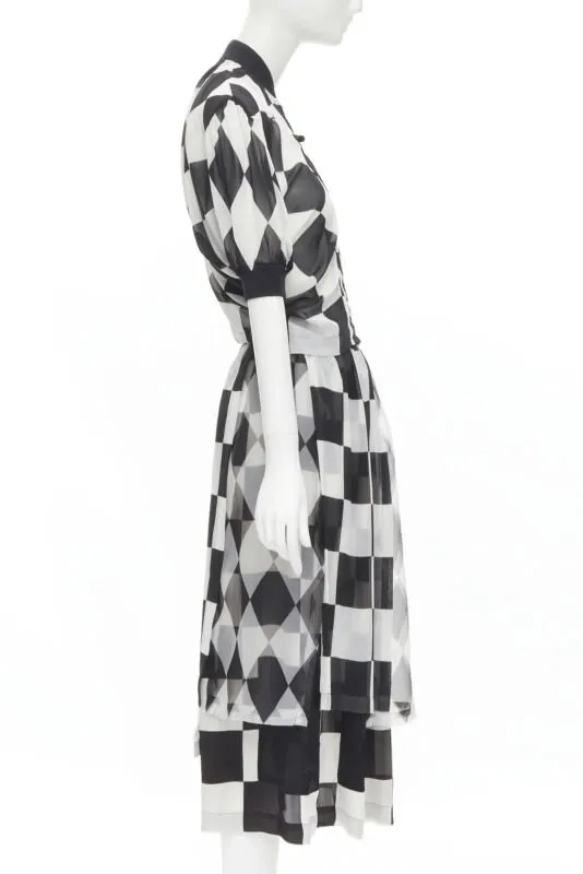 Comme Des Garcons Checkered Bomber Skirt Black Polyester Very good - Model View