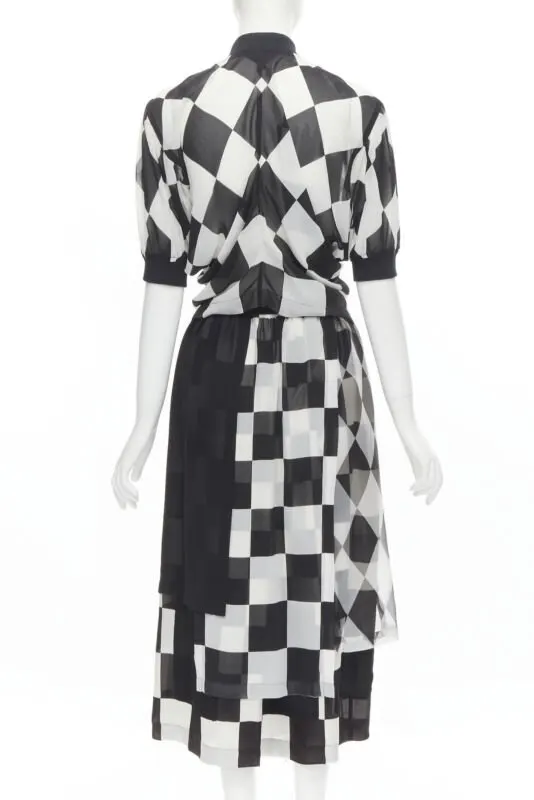 Comme Des Garcons Checkered Bomber Skirt Black Polyester Very good - Box View