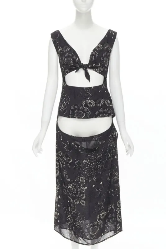 Yohji Yamamoto Paisley Draped Dress Black Polyester Never worn - Front View