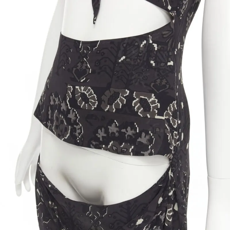 Yohji Yamamoto Paisley Draped Dress Black Polyester Never worn - Back View