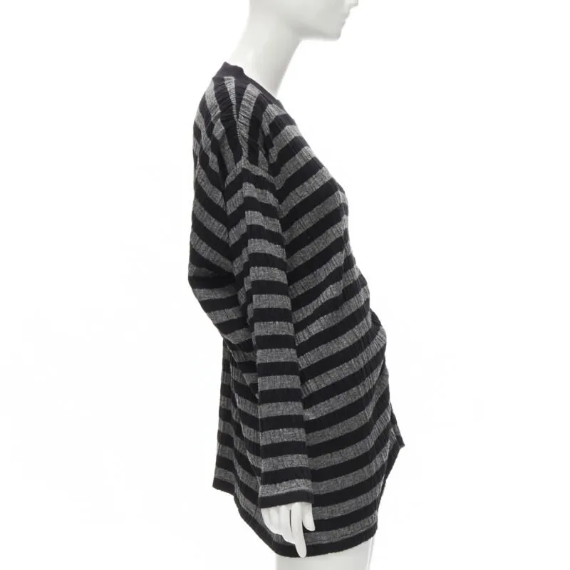 Issey Miyake Stripe Draped Sweater Grey Polyester Never worn - Model View