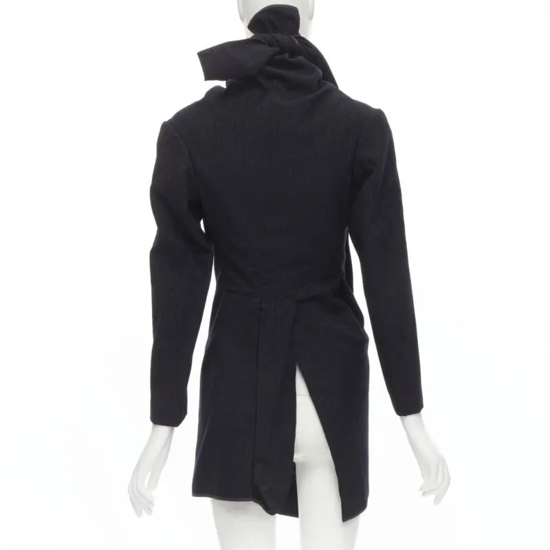 Comme Des Garcons Pinstripe Wrap Coat Black Wool Never worn - Box View