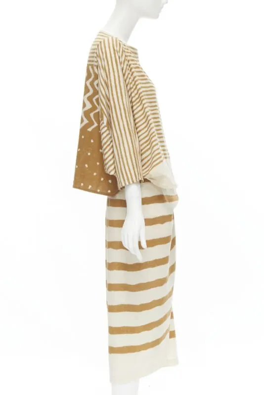 Issey Miyake Tribal Top Skirt Beige Cotton Good - Inside View