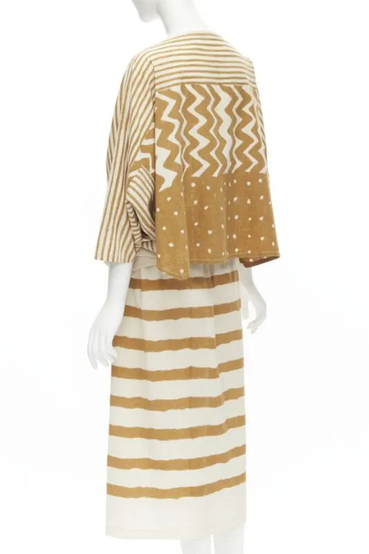 Issey Miyake Tribal Top Skirt Beige Cotton Good - Box View